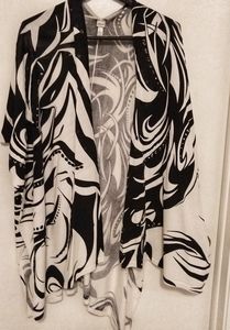 Chico's Beaded Shawl, Black & White, One Sz.